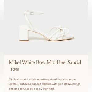 Loeffler Randall Mikel White Bow Mid-Heel Sandal (Size 7.5)